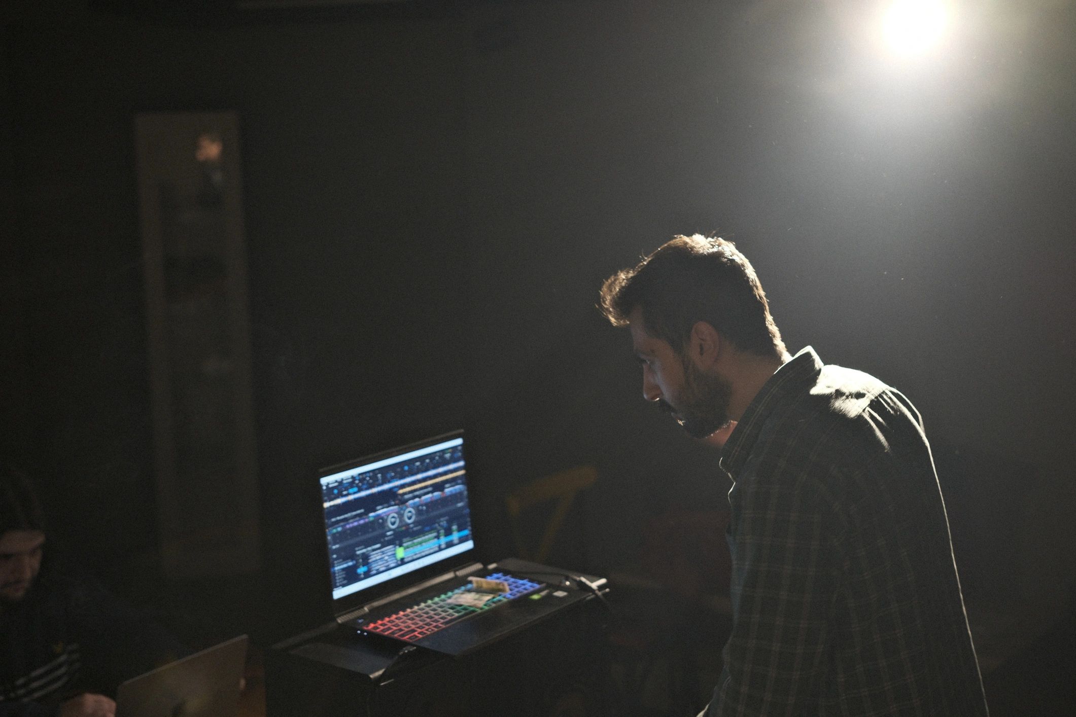 Music production session in recording studio